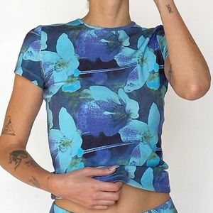 Miauo Mini Tee in Azul print